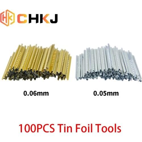 CHKJ 100PCS/Box 0.05MM/0.06MM Tin Foil Tools Locksmith Tools Gold And Silver Tin Foil Key Consumables General-Purpose