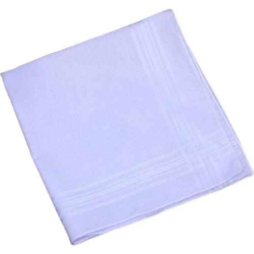 83XC 40x40cm Men Womens Fancy Woven Handkerchiefs Classic Pure White Cotton Hankies Stripes Jacquard Print Pocket Square Towel