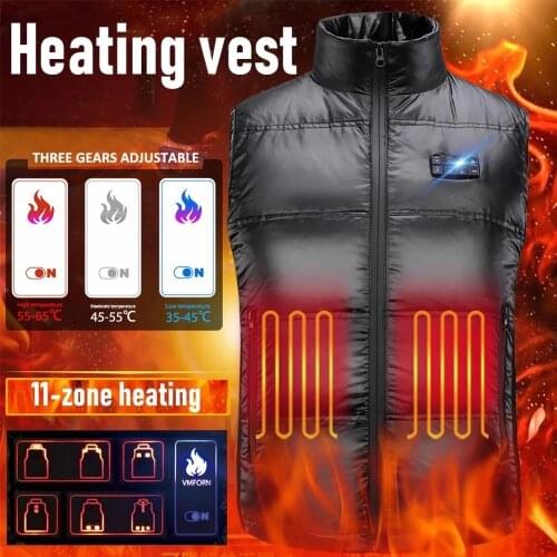 New 11 Heated Vest Jacket Fashion Men Women Coat Clothes Intelligent Electric Heating Thermal Warm Clothes Winter Heated Hunt