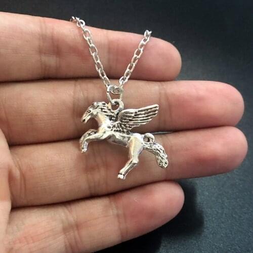 Retro Fashion Pegasus Pendant Horse Necklace Charm Tibetan Silver Color For Men Gifts 2021 Trend Stainless Steel Jewelry