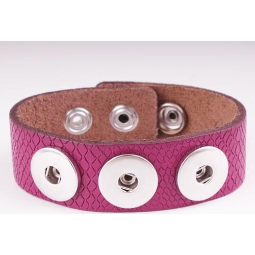 PUNK Vintage Bohemia genuine leather 18mm snap button bracelet BR739