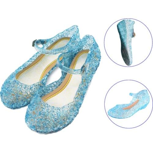 Girls Transparent Crystal Sandals Princess Dress Up Shoes For kids Baby Girl Dancing shoes Elsa Blue Shoes Sofia Purple Sandals