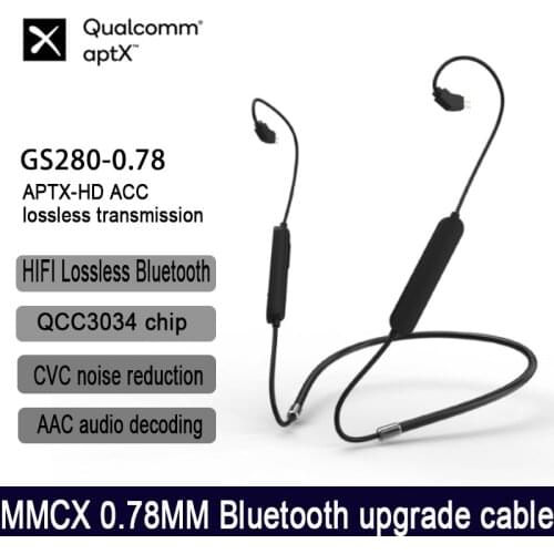 APTX-HD ACC Bluetooth cable QCC3034 mmcx/0.78 HiFi cable CVC8.0 Noise reduction Multi-point link Chinese and English switching