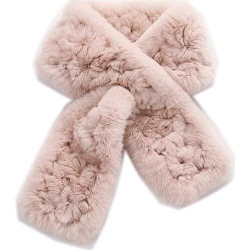 Luxury Womens Genuine Real Knitted rabbit Fur Scarves Autumn Winter Women Fur Shawls