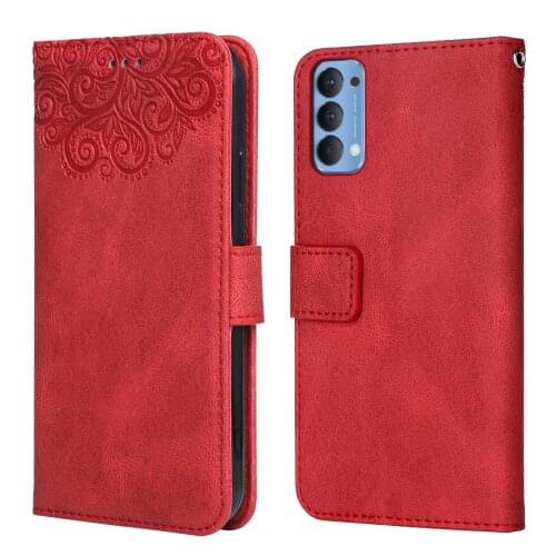 Flower Case Luxury Leather Case for OPPO Reno4 4G Flower CPH2173 PEEM00 Wallet Flip Phone Case for OPPO Reno 4 4G Case