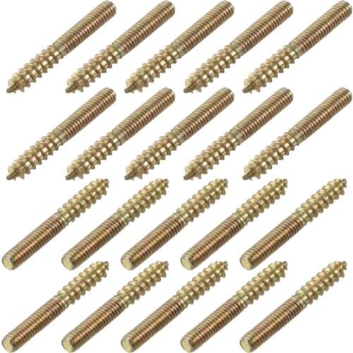 Uxcell 20pcs Hanger Bolt Double Headed Bolt Self-Tapping Screw M4 M6 Thread Dual End 25/30/35/40/50/60mm Length for Furniture