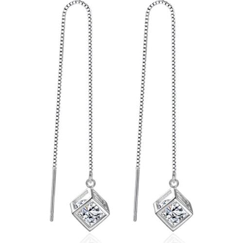 Korea Tassel Dangle Earring Long Fashion Simple Magic Cube Earrings for Women Crystal