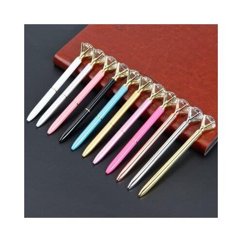Cute gem ballpoint pen crystal glass diamond metal ballpoint pen beautiful gift pen school office supplies