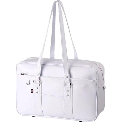 High-Q Unisex Anime Japan Student Bag White PU Uniform Bag COS Lolita soft girl Commute Casual Handbags Shoulder Crossbody Bag