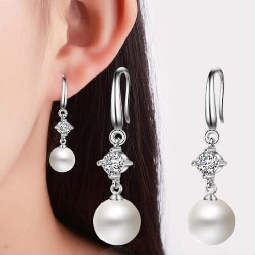 KOFSAC New Fashion 925 Sterling Silver Earrings For Women Temperament Pearl Earring Girl Fine Jewelry Lady Valentines Day Gifts