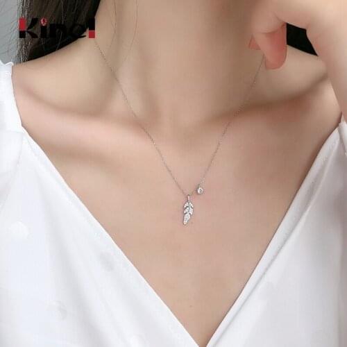 Kinel Leaves Necklace Korea Jewelry 925 Sterling Silver Women Zircon Necklace INS Wedding Luxury Gift