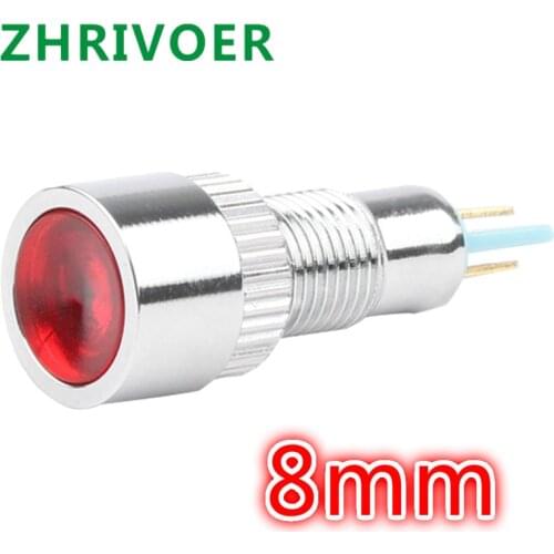 1pcs 8mm 6V 12V 24V 220v Convex/High/Flat head LED Metal Indicator light 8mm waterproof Signal lamp red yellow blue green white
