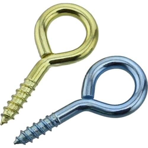 10#(ST4.8) 12#(ST5.2) 14#(ST5.9) Plated Carbon Steel Light Hooks Eye Self Tapping Thread Screw With Rings 200pcs/lot