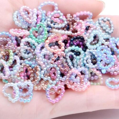 120pcs 11mm Half Heart Rainbow Imitation Pearl Art Resin Rhinestones Flatback DIY Crafts Jewelry Making Wedding Decoration