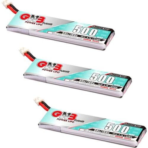 3PCS Gaoneng GNB 1S 500mAh 3.7V 90C LiPo Battery with PH2.0 Plug for TINY8X Blade Inductrix FPV+ QX2 120S Beta75S BetaFPV Drone