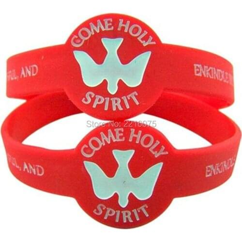 300pcs Come Holy Spirit fill the hearts silicone wristband rubber bracelets free shipping by DHL express