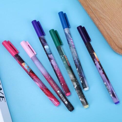 40pcs Creative Gel Pen Fashion Planet Pens for School Kawaii Stationery Pens 0.5mm Black Ink Wholesale Korean School Supplies
