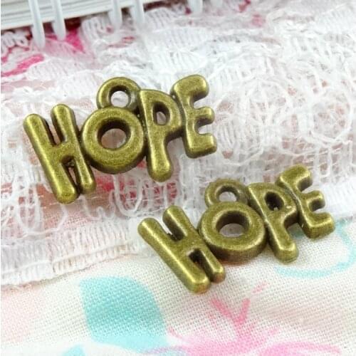 50pcs Charms Hope 12*18.7MM Antique Bronze Plated Hope Pendant Hope Charms Jewelry Findings