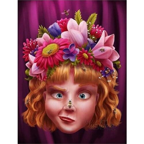 Portrait Art Of Luz Tapia, Argentina 5D DIY Full Round Diamond Painting Flower Girl Cross Stitch 3D Embroidery Home Decor Y639