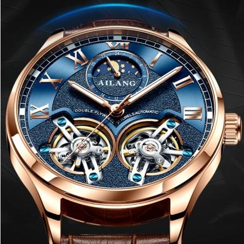 AILANG original brand mens watch luxury mechanical watch double tourbillon steel strap fashion automatic watch