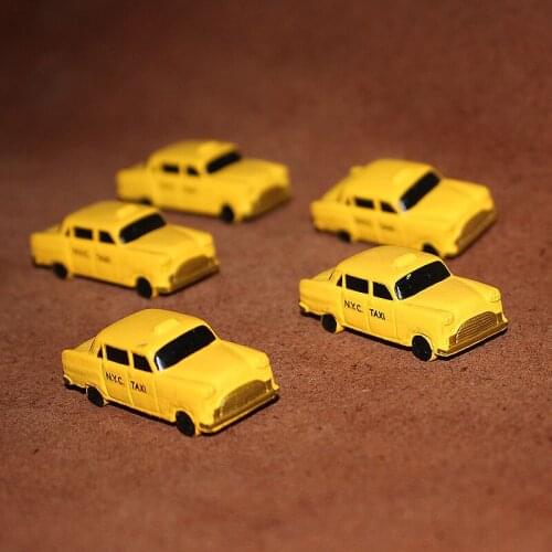Anime Figure City Racing Car Fairy Garden Miniature Accessories Decor Yellow Taxi Action Figure Figurine Ornaments Model Toys