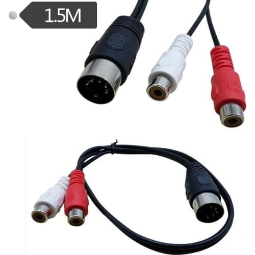 MIDI DIN 5P Male to 2 RCA Phono Female Socket Jack MF Audio Cable 1.5m