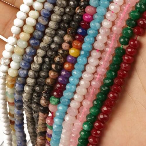 2-4mm 4-6mm Natural Stone Flat Jades Faceted Crystal Glass Beads for Jewelry Making Accessories Bracelet DIY