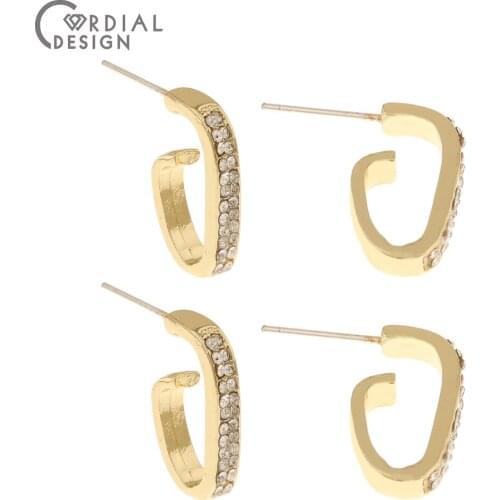Cordial Design 100Pcs 9*17MM Jewelry Accessories/DIY Making/Rhinestone Earrings Stud/Hooks Shape/Jewelry Findings & Components