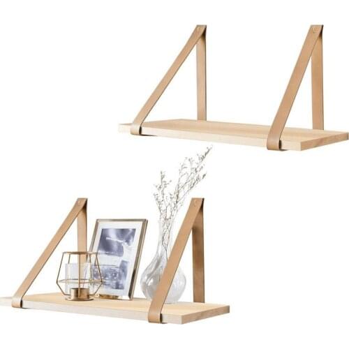 45CM Wood Wall Shelf Wall Mounted Shelves Swing Hanging Rope Wall Decorative for Living Room Office Bedroom