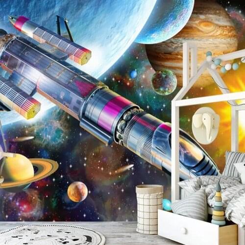 Dropship Custom 3D Poster Wallpaper Modern Hand Painted Cartoon Space Universe Rock Wallpapers for Bed Room Modern Wallpaper
