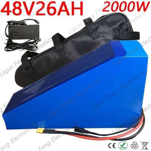 FFree Customs Tax 48V 2000W 1000W Electric Bike Triangle Battery 13S 48V 13AH 15AH 18AH 20AH 25AH Ebike Lithium Battery+ Charger