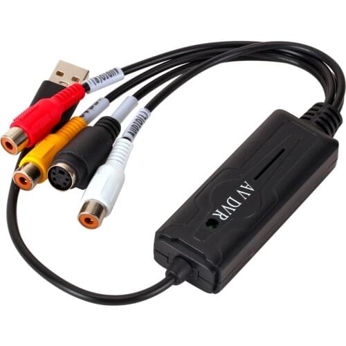 New USB 2.0 Video Audio Capture Card Adapter VHS To PC DVD HDD TV Converter Adapter Monitoring Data Acquisition Card_Black