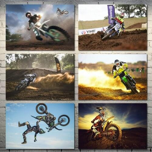 MOTOCROSS DIRT BIKE JUMP Art Silk Canvas Poster 13x20 24x36 Inch Wall Pictures-001