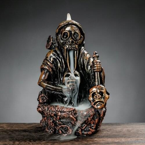 Halloween Resin Skull Backflow Incense Burner Ghost Festival Floating Incense Road Ornaments Nordic Home Craft Decoration Gifts