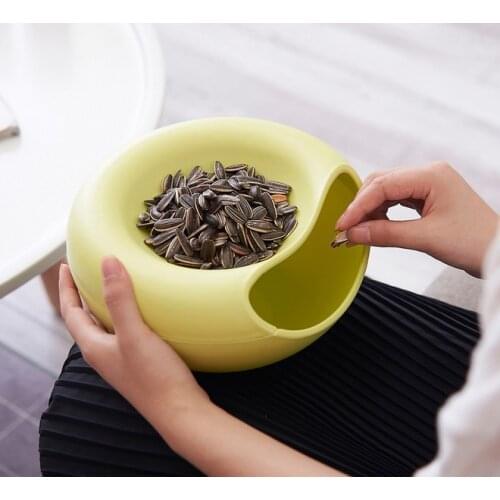 1PC Plastic Nut Melon Seeds Bowl Table Double Layer Creative Lazy Snack Fruit Storage Box With Mobile Phone Stents OK 0195