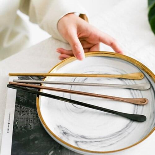 Stainless Steel Long Handle Coffee Spoon Mixing Stirring Ice Cream Dessert Tea Spoon For Picnic Kitchen Bar Supplies