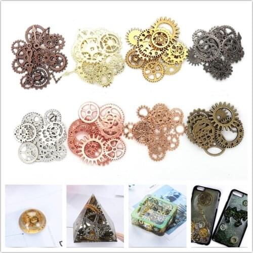 100g/lot ampunk alloy mechanical watch core gear mixed DIY jewelry accessories Epoxy mobile phone case gear 8 colors
