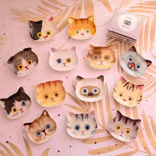 Cute Cat Ceramic Vinegar Seasoning Butter Dish Mini Sauce Salt Snack Small Plate For Kitchen Gadget Multipurpose Seasoning Bowl