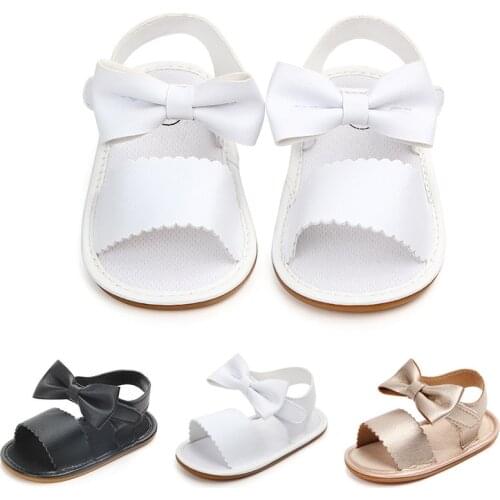 Cute Baby Girls Sandals Newborn Toddler Girl Bow Tie Sandals Summer Baby Shoes Casual Fashion Sandals Girls PU Baby Sandals
