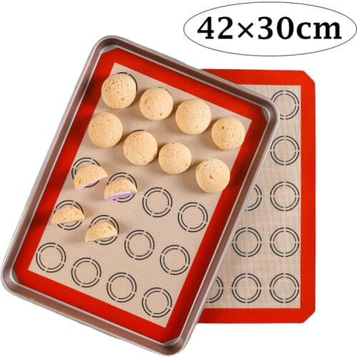 42*30cm Reusable Non-Stick Silicone Baking Mats Cookie Macaron Pastry Rolling Dough Mat Kitchen Baking Accessories With Scale