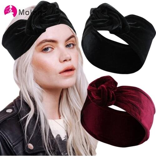 Molans Fashion Print Headband Women Turban Bandana Wire Hair Band Adjustable Knot Headwrap Long Scarf Hair Ties Hair Accessories