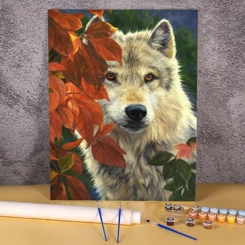 Animal Wolf DIY Paint By Numbers Package Acrylic Paints 40*50 Painting On Canvas Loft Wall Picture For Wholesale