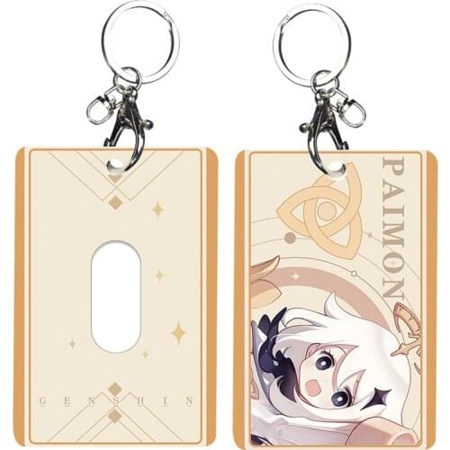 New Game Genshin Impact Paimon Theme Student ID Bus Bank Card Holder Card Case Keychain Pendant Toy Prop Cosplay Gift