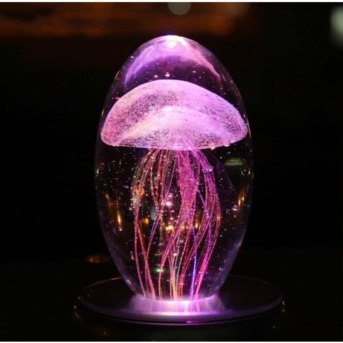 Newest Creative Gifts Jellyfish Model 3D LED Multicolor Lighting Lamp Crystal Table For Holiday Room Decoration Night Light