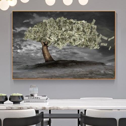 Dollar Money Rich Tree Home Decor Poster And Prints Canvas Painting On Wall Art Millionaire Picture For Living Room Decoration