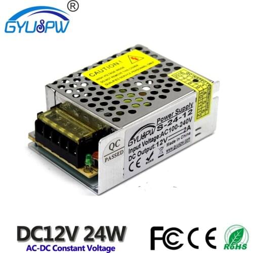 DC 12V 2A 24W Regulated Switching Power Supply Swich Driver Voltage Transformer 100-240V AC-DC SMPS for LED Strip Light Display