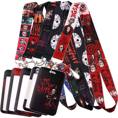 DZ2482 Halloween Lanyard For Key chain ID Card Cover Pass Horror Movie Mobile Badge Holder Keyring Neck Straps Accessories Gifts
