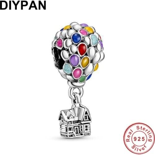 Fit Pandora Original Bracelet Charm 925 Sterling Silver Up House & Balloons Charm Pendant Bangle 925 Silver Jewelry Berloque