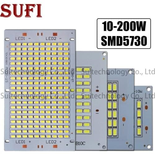 10Pcs LED pcb floodlight Source 10W 20W 30W 50W 100W 150W 200W SMD5730 LED Chip Aluminum lamp plate PCB Kit For outdoor Lighting