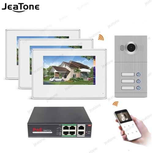 WIFI IP Video Door Phone Intercom System Video Doorbell 7'' Touch Screen for 3 Floors Apartment/8 Zone Alarm Support Smart Phone